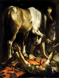 La conversión de San Pablo en el camino a Damasco, óleo sobre lienzo, 230 x 175 cm. 1601. Caravaggio