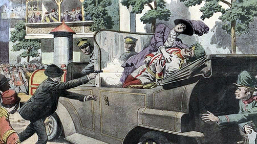 Asesinato del Archiduque Francisco Fernando y la duquesa Sofía. Ilustración de Le petit journal